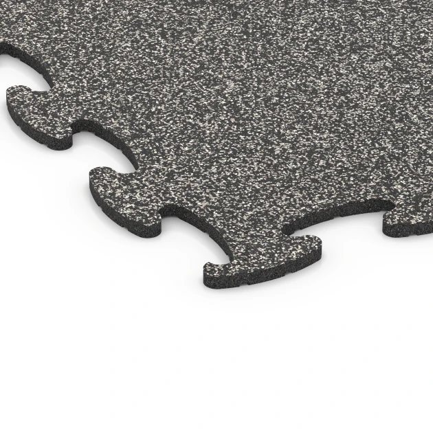 Detailaufnahme der Randausprägung von WARCO-Produkt 6922, Mässgolv klickplatta, Format 98 x 98 × 1,8 cm, Farbe Mörkgrå granit.