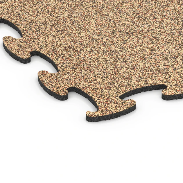 Detailaufnahme der Randausprägung von WARCO-Produkt 6871, Fitness Max gymgolv, Format 98 x 98 × 1,8 cm, Farbe Terrakotta.