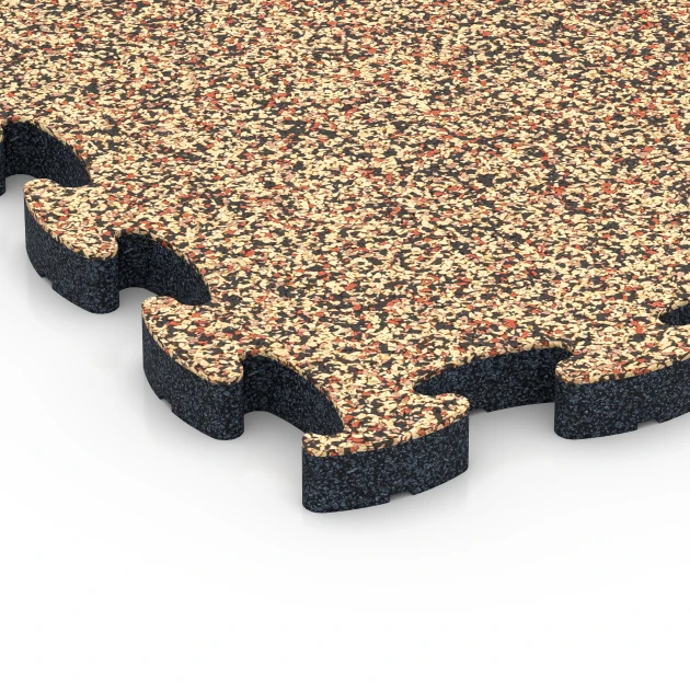 Detailaufnahme der Randausprägung von WARCO-Produkt 6943, Terrassplatta gummi, Format 44,6 x 44,6 × 2,8 cm, Farbe Terrakotta.