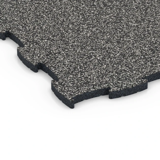 Detailaufnahme der Randausprägung von WARCO-Produkt 6850, Fitness Active gymgolv, Format 97,1 x 97,1 x 2,8 cm, Farbe Mörkgrå granit.