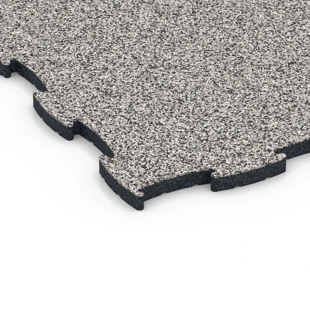 Detailaufnahme der Randausprägung von WARCO-Produkt 6851, Fitness Active gymgolv, Format 97,1 x 97,1 x 2,8 cm, Farbe Grå granit.