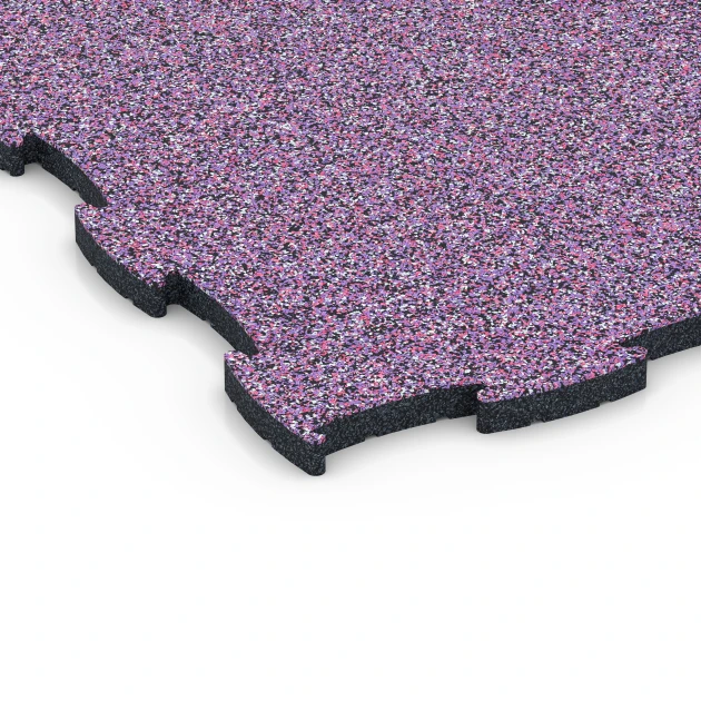 Detailaufnahme der Randausprägung von WARCO-Produkt 6855, Fitness Active gymgolv, Format 97,1 x 97,1 x 2,8 cm, Farbe Lavendel.