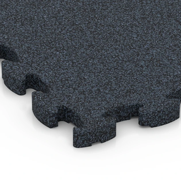 Detailaufnahme der Randausprägung von WARCO-Produkt 6958, Fitness Premium träningsgolv, Format 28,9 x 28,9 x 1,8 cm, Farbe Antracit.