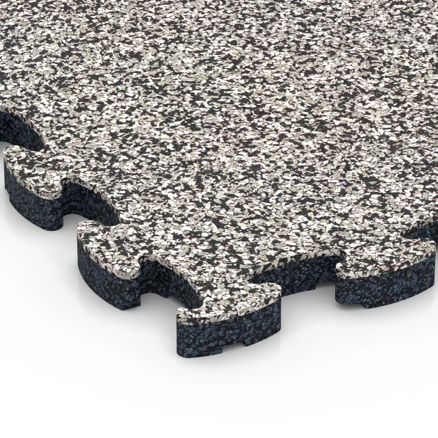Detailaufnahme der Randausprägung von WARCO-Produkt 6815, Balkongplatta gummi, Format 28,9 x 28,9 x 1,8 cm, Farbe Grå granit.