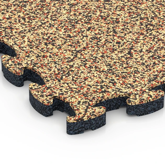 Detailaufnahme der Randausprägung von WARCO-Produkt 6817, Balkongplatta gummi, Format 28,9 x 28,9 x 1,8 cm, Farbe Terrakotta.