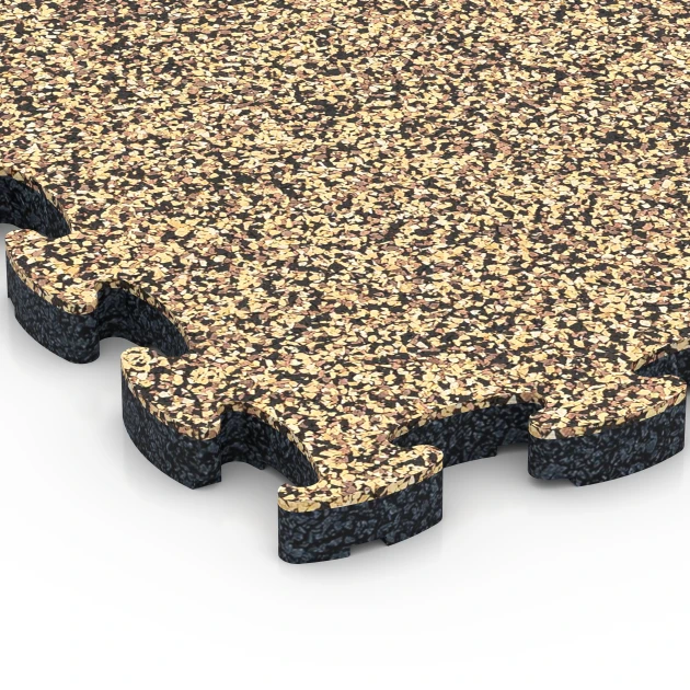 Detailaufnahme der Randausprägung von WARCO-Produkt 6822, Balkongplatta gummi, Format 28,9 x 28,9 x 1,8 cm, Farbe Rattan.