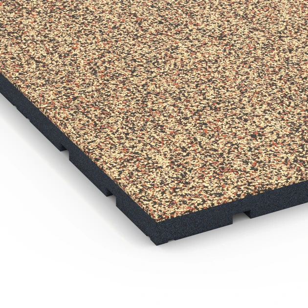 Detailaufnahme der Randausprägung von WARCO-Produkt 7135, Gymgolv för utomhusbruk, Format 60 x 60 x 3 cm | 0,36 m², Farbe Terrakotta.