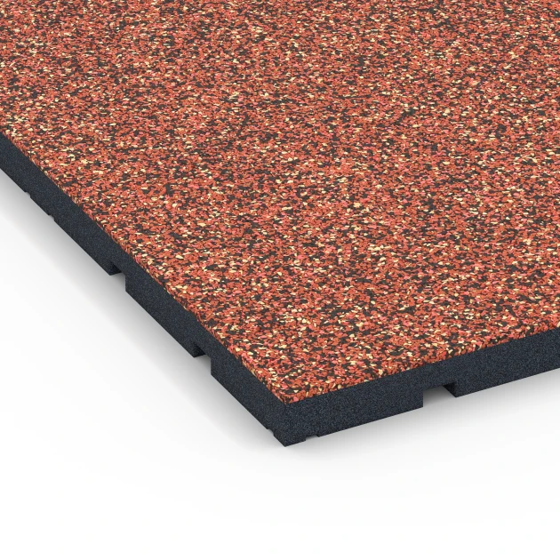 Detailaufnahme der Randausprägung von WARCO-Produkt 7136, Gymgolv för utomhusbruk, Format 60 x 60 x 3 cm | 0,36 m², Farbe Etna.
