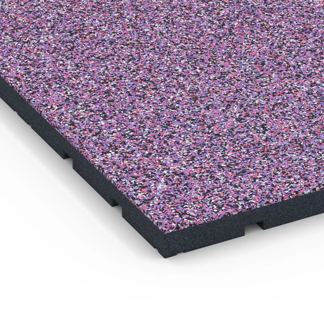 Detailaufnahme der Randausprägung von WARCO-Produkt 7137, Gymgolv för utomhusbruk, Format 60 x 60 x 3 cm | 0,36 m², Farbe Lavendel.