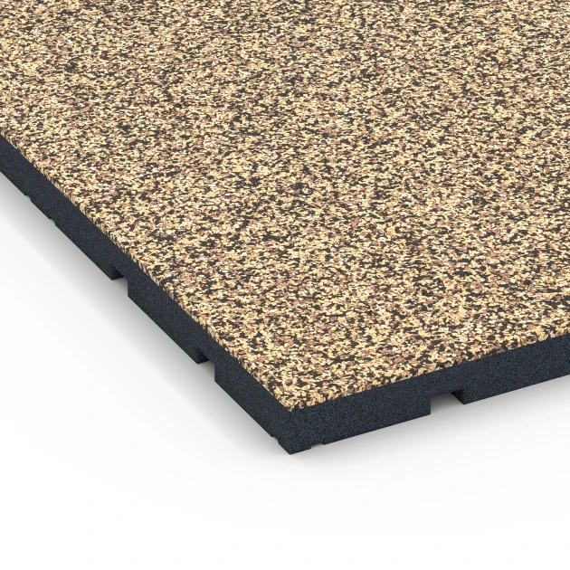 Detailaufnahme der Randausprägung von WARCO-Produkt 7140, Gymgolv för utomhusbruk, Format 60 x 60 x 3 cm | 0,36 m², Farbe Rattan.