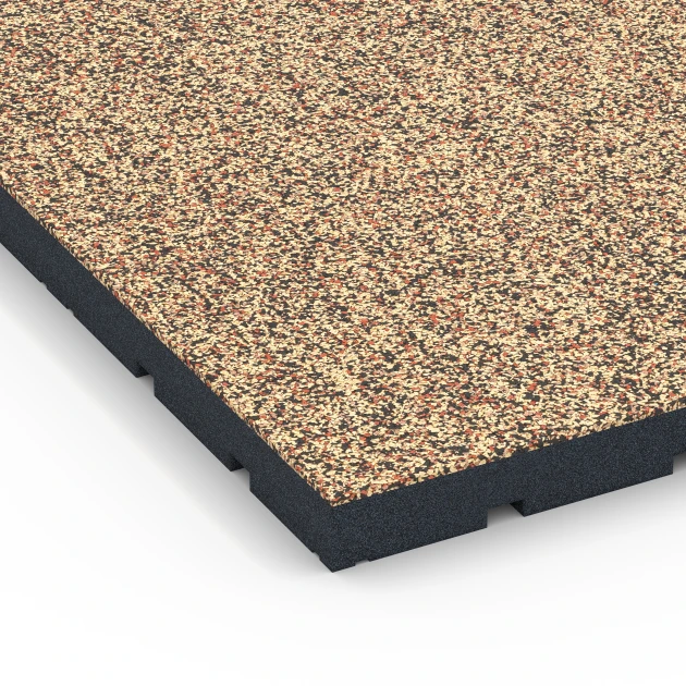 Detailaufnahme der Randausprägung von WARCO-Produkt 7144, Gymgolv för utomhusbruk, Format 60 x 60 x 4 cm | 0,36 m², Farbe Terrakotta.