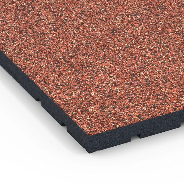 Detailaufnahme der Randausprägung von WARCO-Produkt 7145, Gymgolv för utomhusbruk, Format 60 x 60 x 4 cm | 0,36 m², Farbe Etna.