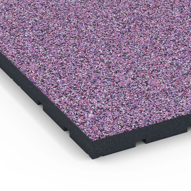 Detailaufnahme der Randausprägung von WARCO-Produkt 7146, Gymgolv för utomhusbruk, Format 60 x 60 x 4 cm | 0,36 m², Farbe Lavendel.