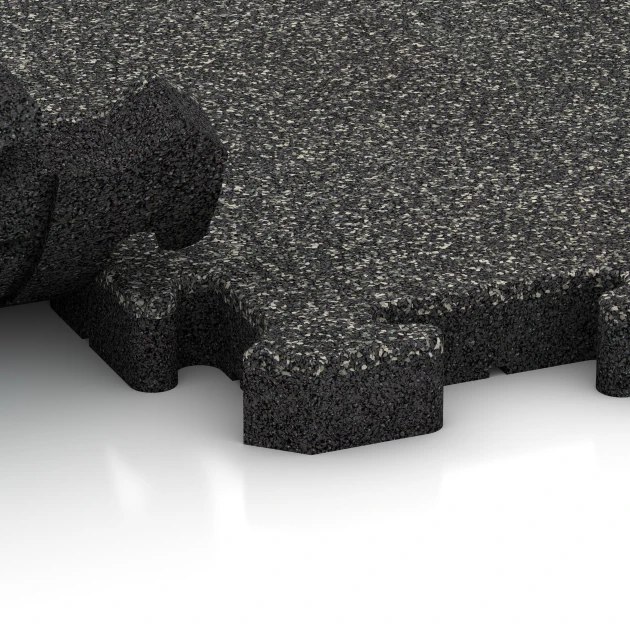 Großaufnahme vom Verbindungssystem von WARCO-Boden 5899 - Eventklickplatta utomhus im Farbdesign Mörkgrå granit. Abmessungen 50 x 50 x 4 cm | 0,25 m².