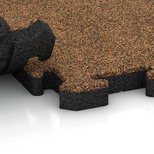 Großaufnahme vom Verbindungssystem von WARCO-Boden 2922 - Poolplatta im Farbdesign Terrakotta. Abmessungen 50 x 50 x 4 cm | 0,25 m².