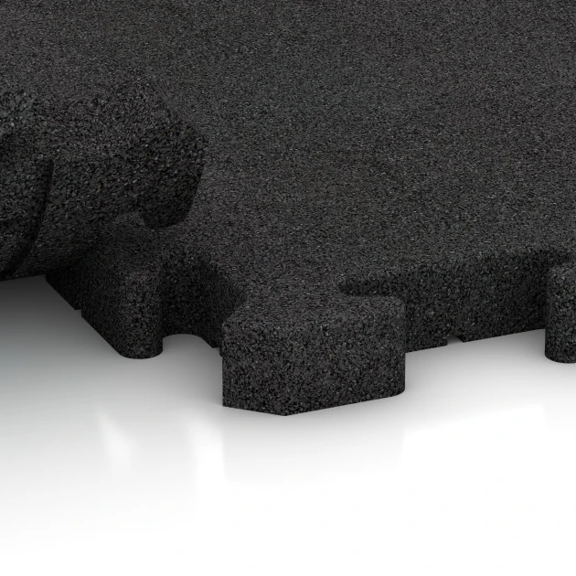 Großaufnahme vom Verbindungssystem von WARCO-Boden 3475 - Spiel-Bodenbelag im Farbdesign Antracit. Abmessungen 100 x 100 x 4 cm | 1,00 m².