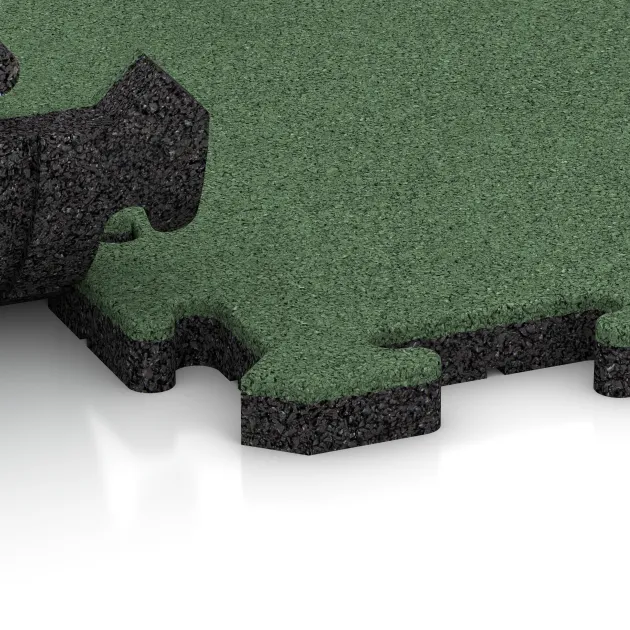 Großaufnahme vom Verbindungssystem von WARCO-Boden 5299 - Poolplatta im Farbdesign Blekgreen. Abmessungen 500 x 500 x 30 mm.