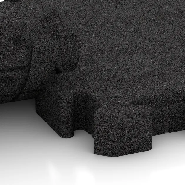 Großaufnahme vom Verbindungssystem von WARCO-Boden 3180 - Utomhus trallplatta im Farbdesign Anthracite. Abmessungen 500 x 500 x 60 mm.