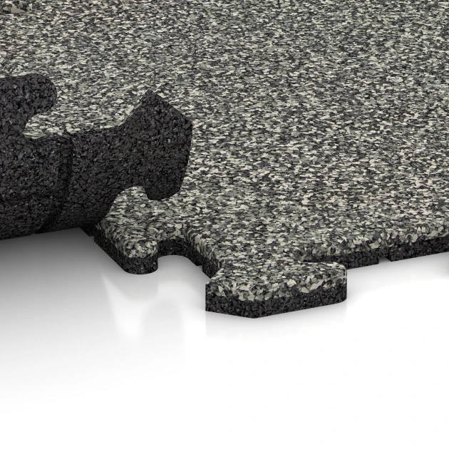 Großaufnahme vom Verbindungssystem von WARCO-Boden 0048 - Balkongtrall im Farbdesign Grå granit. Abmessungen 50 x 50 x 1,8 cm | 0,25 m².