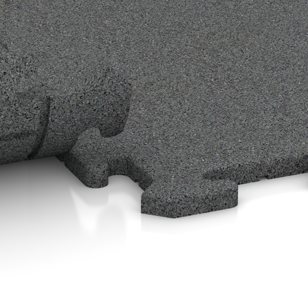 Großaufnahme vom Verbindungssystem von WARCO-Boden 4831 - Hörnplatta im Farbdesign Skiffergrå. Abmessungen 485 x 485 x 18 mm.