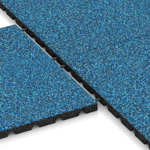 Großaufnahme vom Verbindungssystem von WARCO-Boden 5486 - Terrassplatta 3 cm im Farbdesign Atlantic. Abmessungen 500 x 500 x 30 mm.