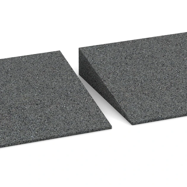 Großaufnahme vom Verbindungssystem von WARCO-Boden 2241 - Tröskelramp 50 × 4,3 cm im Farbdesign Skiffergrå. Abmessungen 500 x 200 mm | 8 < 43 mm.