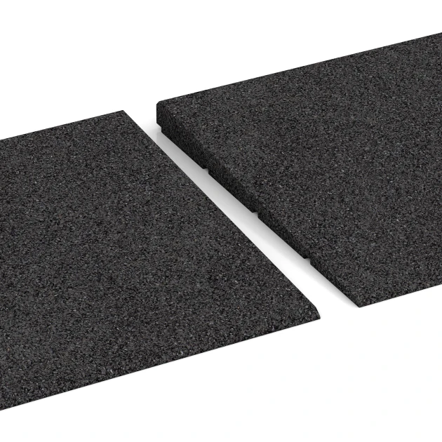 Großaufnahme vom Verbindungssystem von WARCO-Boden 2308 - Tröskelramp 75 cm im Farbdesign Antracit. Abmessungen 75 x 30 cm | 8 < 25 mm.