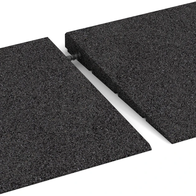 Großaufnahme vom Verbindungssystem von WARCO-Boden 2348 - Tröskelramp 75 cm im Farbdesign Antracit. Abmessungen 75 x 30 cm | 8 < 30 mm.
