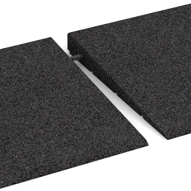 Großaufnahme vom Verbindungssystem von WARCO-Boden 2388 - Tröskelramp 75 cm im Farbdesign Antracit. Abmessungen 75 x 30 cm | 8 < 35 mm.
