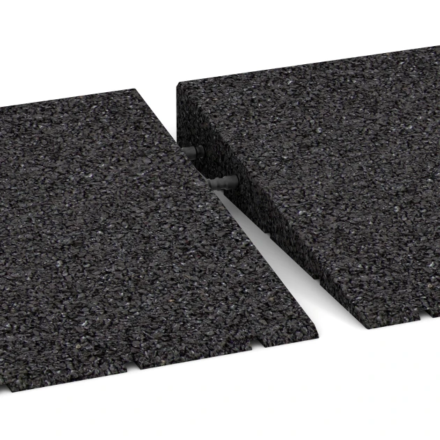 Großaufnahme vom Verbindungssystem von WARCO-Boden 2508 - Tröskelramp 75 cm im Farbdesign Antracit. Abmessungen 75 x 30 cm | 8 < 50 mm.