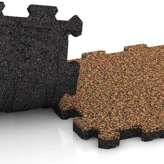 Großaufnahme vom Verbindungssystem von WARCO-Boden 3852 - Poolplatta fogfri im Farbdesign Terra Cotta. Abmessungen 306 x 306 x 20 mm.