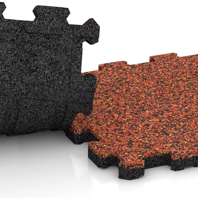 Großaufnahme vom Verbindungssystem von WARCO-Boden 5743 - Mässgolvsklickplatta im Farbdesign Etna. Abmessungen 30,6 x 30,6 x 2 cm | 0,094 m².