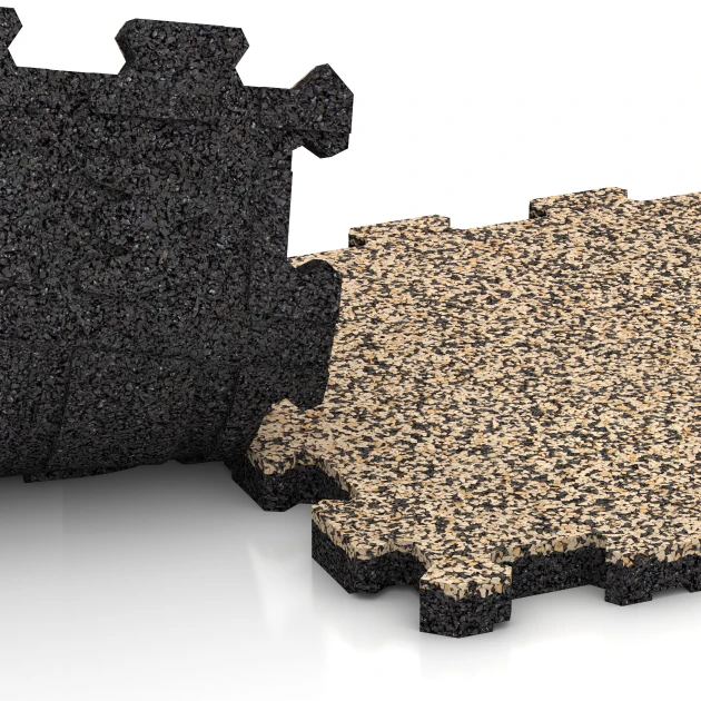 Großaufnahme vom Verbindungssystem von WARCO-Boden 3735 - Balkonggolv im Farbdesign Travertin. Abmessungen 30,6 x 30,6 x 2 cm | 0,094 m².