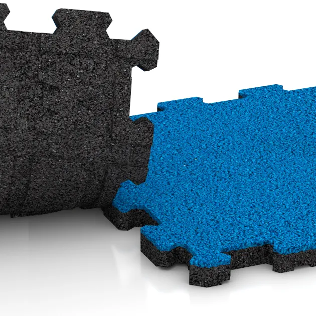 Großaufnahme vom Verbindungssystem von WARCO-Boden 4415 - Poolplatta fogfri im Farbdesign Himmelblå. Abmessungen 306 x 306 x 20 mm.
