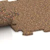 Großaufnahme vom Verbindungssystem von WARCO-Boden 0886 - Fitnessgolv Kompakt im Farbdesign Terra Cotta. Abmessungen 485 x 485 x 8 mm | 0,235 m².