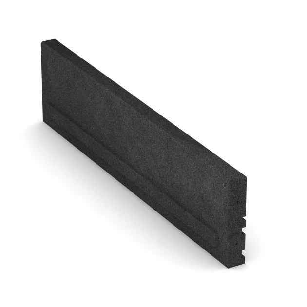 Großaufnahme vom Verbindungssystem von WARCO-Boden 3784 - Gummibordsten im Farbdesign Antracit. Abmessungen 100 × 5 × 25 cm.