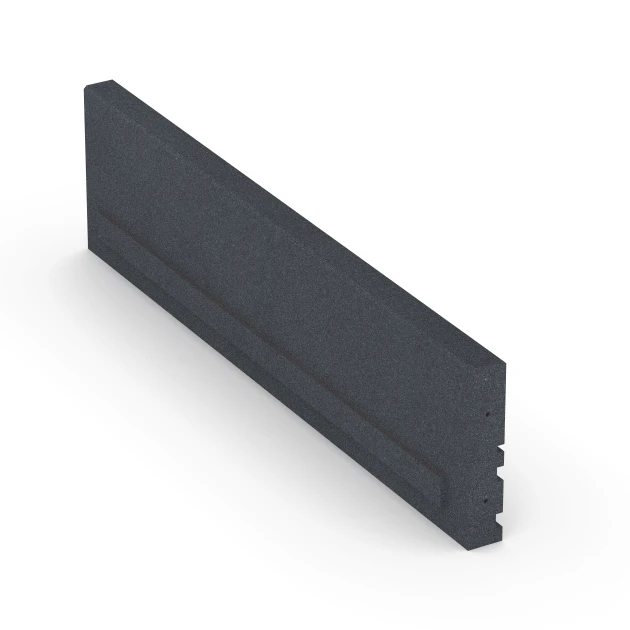 Großaufnahme vom Verbindungssystem von WARCO-Boden 6213 - Gummibordsten im Farbdesign Skiffergrå. Abmessungen 100 × 5 × 25 cm.