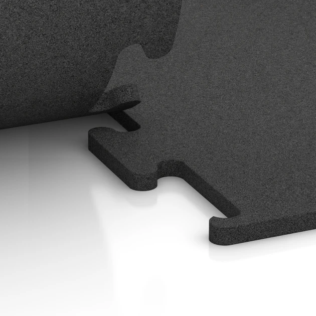 Großaufnahme vom Verbindungssystem von WARCO-Boden 3751 - Fitness Performance Elite Träningsgolv im Farbdesign Antracit. Abmessungen 50 x 50 x 2 cm | 0,25 m².