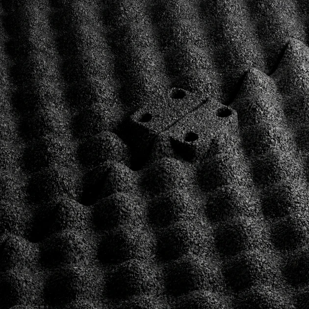 Großaufnahme vom Verbindungssystem von WARCO-Boden 3782 - Fitness Performance Impact Träningsgolv im Farbdesign Antracit. Abmessungen 100 × 100 × 3 cm.