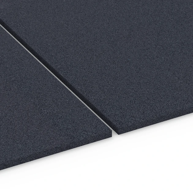 Großaufnahme vom Verbindungssystem von WARCO-Boden 6176 - Fitness Performance Elite Träningsgolv im Farbdesign Antracit. Abmessungen 100 × 100 × 2 cm.
