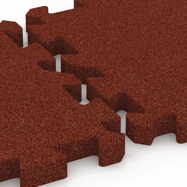 Großaufnahme vom Verbindungssystem von WARCO-Boden 6627 - Hundgolv im Farbdesign Tegelröd. Abmessungen 50 x 50 x 4 cm | 0,25 m².