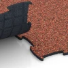 Großaufnahme vom Verbindungssystem von WARCO-Boden 6926 - Mässgolv klickplatta im Farbdesign Etna. Abmessungen 97,1 x 97,1 × 1,8 cm.