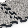 Großaufnahme vom Verbindungssystem von WARCO-Boden 6878 - Fitness Max gymgolv im Farbdesign Grå granit. Abmessungen 44,6 x 44,6 × 2,8 cm.