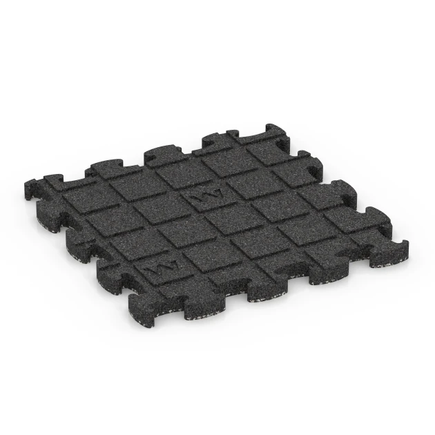 Großaufnahme vom Verbindungssystem von WARCO-Boden 6769 - Poolkantplattor im Farbdesign Mörkgrå granit. Abmessungen 30 x 30 x 1,8 cm.
