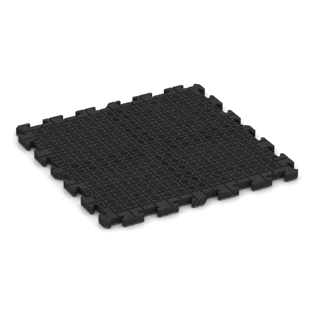 Aufsicht auf die Unterseite, also die Bodenseite von WARCO-Formteil 3407 - Fitness Skyddsmatta HD im Format 1000 x 1000 x 40 mm.
