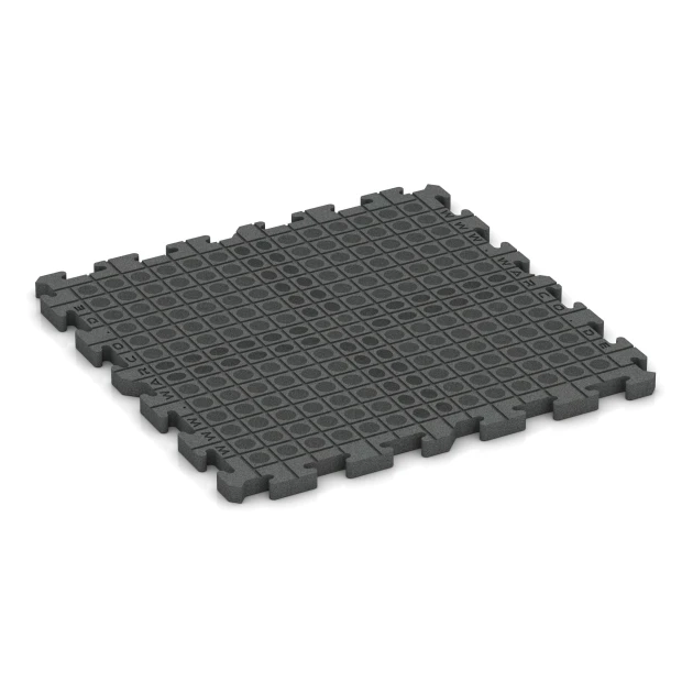 Aufsicht auf die Unterseite, also die Bodenseite von WARCO-Formteil 3478 - Spiel-Bodenbelag im Format 100 x 100 x 4 cm | 1,00 m².