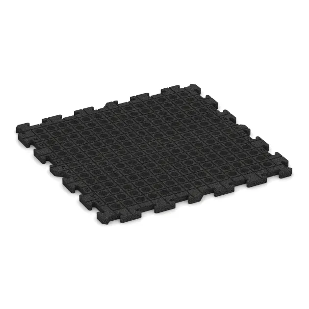 Aufsicht auf die Unterseite, also die Bodenseite von WARCO-Formteil 3330 - Fitness Skyddsmatta HD im Format 1000 x 1000 x 30 mm.
