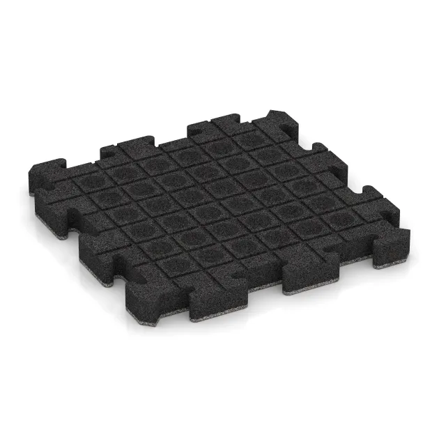 Aufsicht auf die Unterseite, also die Bodenseite von WARCO-Formteil 4563 - Gummibeläggning för sport HD im Format 500 x 500 x 50 mm.