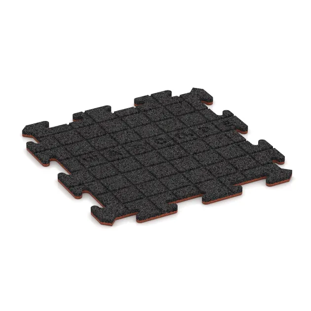 Aufsicht auf die Unterseite, also die Bodenseite von WARCO-Formteil 6218 - Sportgolvsplatta 1,8 cm im Format 500 x 500 x 18 mm.