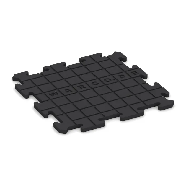 Aufsicht auf die Unterseite, also die Bodenseite von WARCO-Formteil 0201 - Fitnessgolv Studio im Format 500 x 500 x 18 mm.